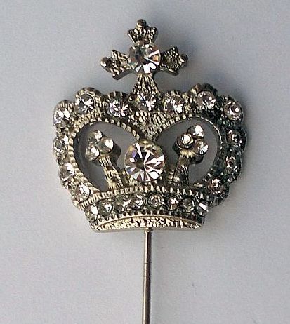 Alfiler para corbata, corona con pedrería cristal