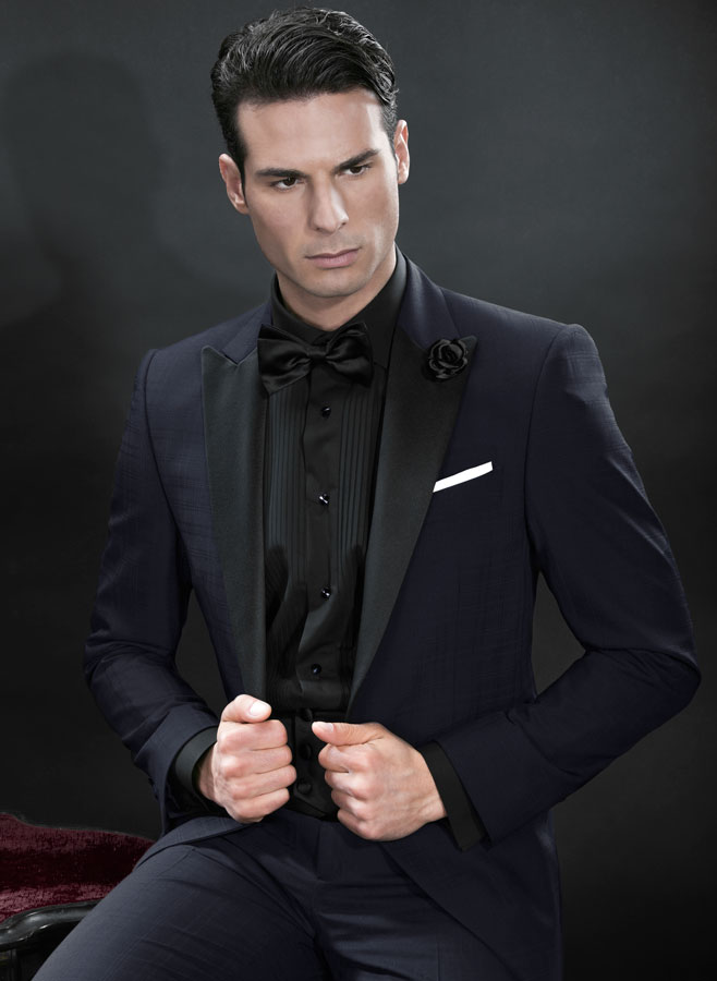 ONGala 687 - Smoking da sposo in lana blu
