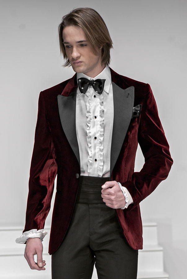 ONGala 395 - Giacca Smoking da sposo in velluto blu royal