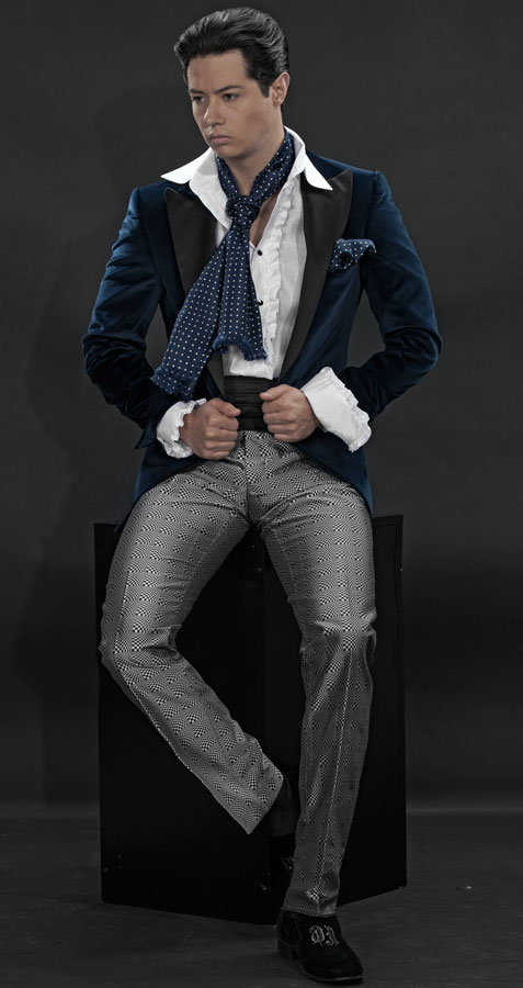 ONGala 398 - Giacca Smoking da sposo in velluto blu