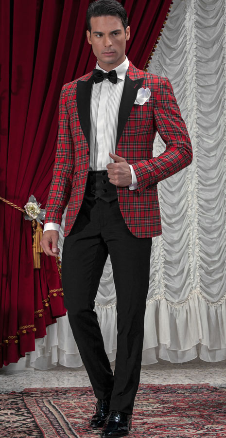 ONGala 161 - Abito da cerimonia con tartan rosso