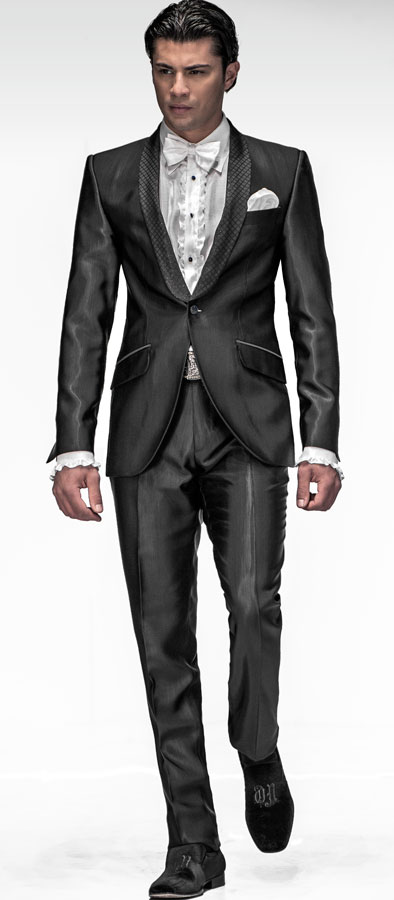 ONGala 443 - Abito moda tessuto ottoman nero