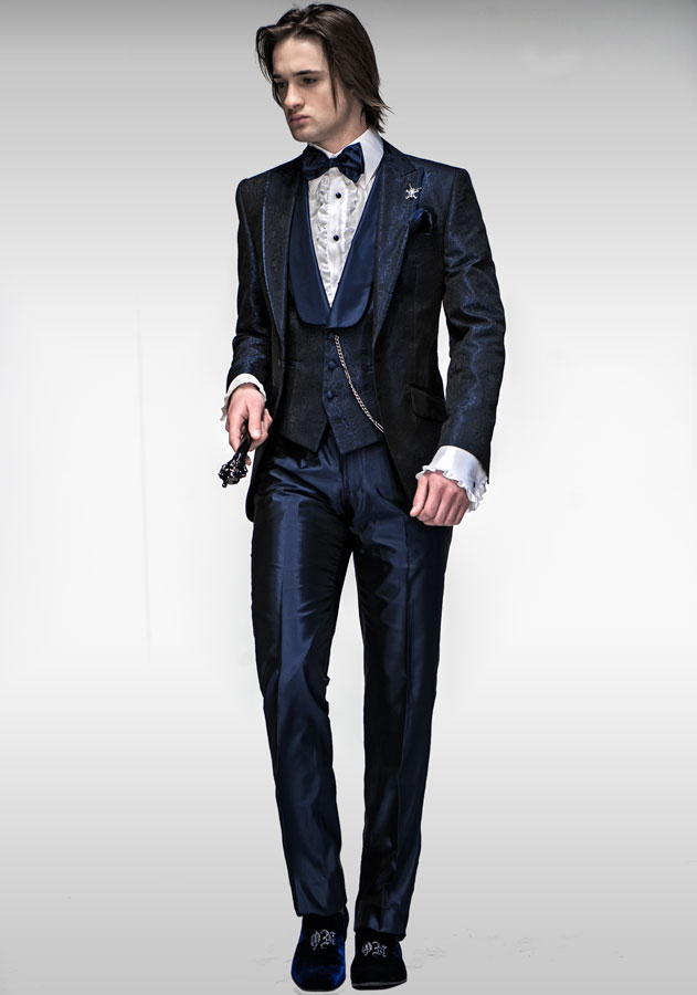 ONGala 267 - Giacca uomo jacquard blu