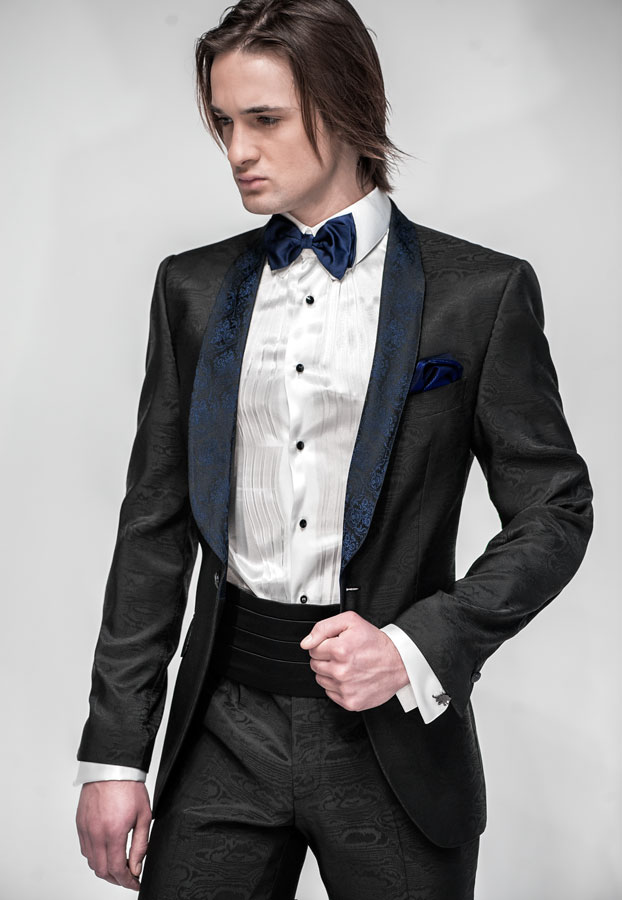 ONGala 464 - Abito da cerimonia moda damascato nero