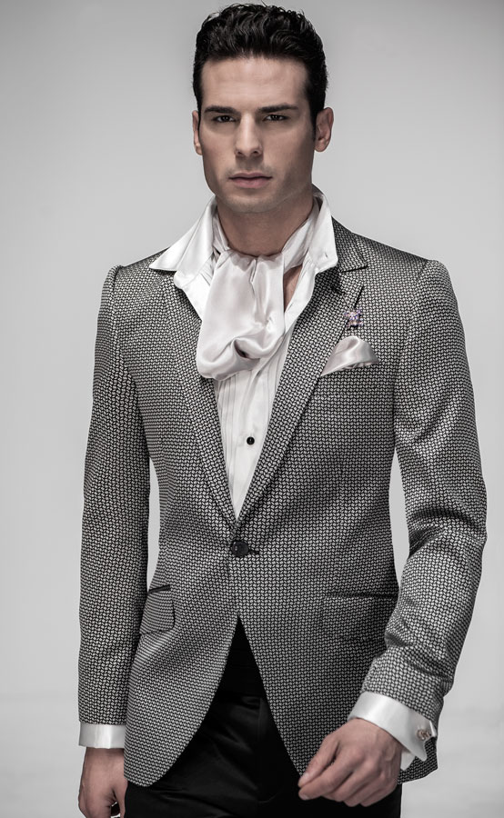 ONGala 458 - Giacca Moda in seta Grigio argento