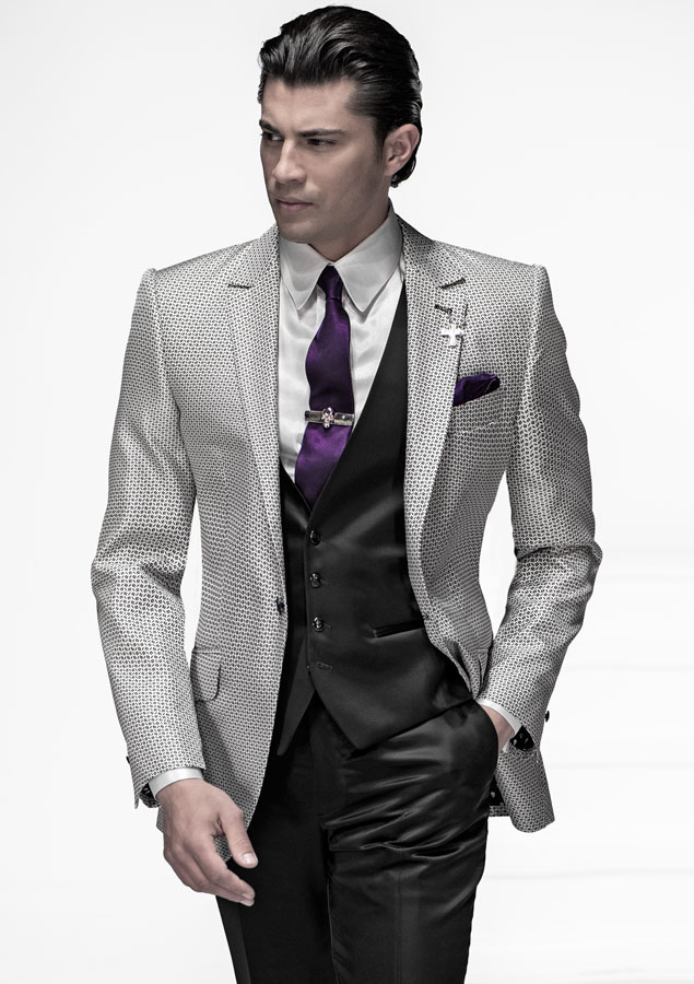 ONGala 459 - Giacca Moda in seta Jacquard grigia