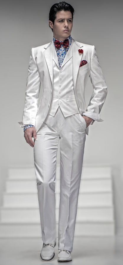 ONGala 230 - Abito uomo 3 pezzi in cotone bianco