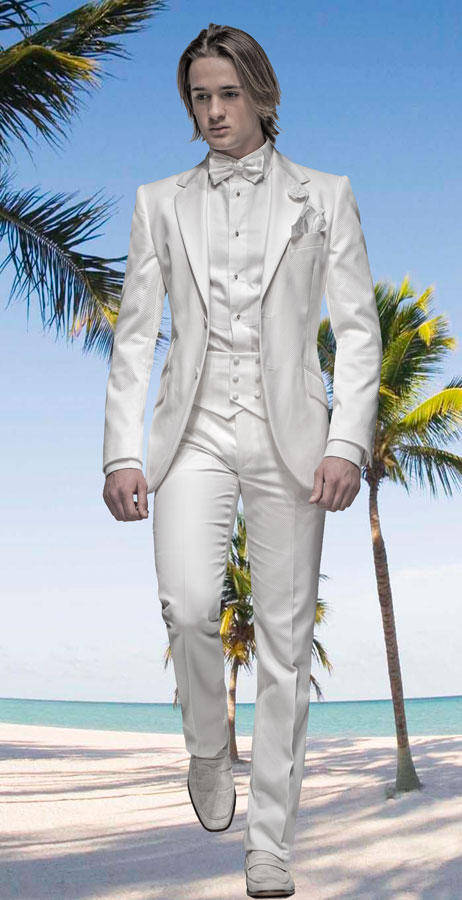 ONGala 240 - Abito Cerimonia Uomo in piquet bianco