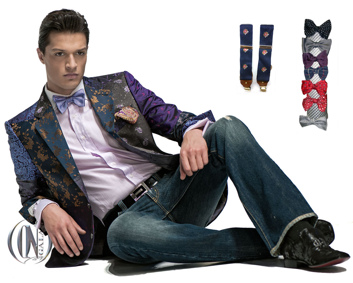 ONGala 537 - Giacca Patchwork in seta toni blu