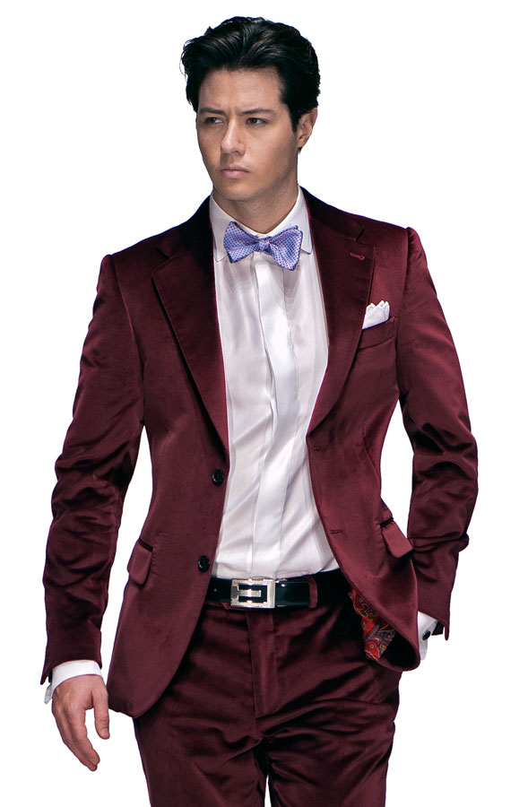 ONGala 384 - Abito Cerimonia Uomo in velluto Bordeaux