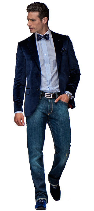 ONGala 387 - Giacca uomo in velluto di cotone blu