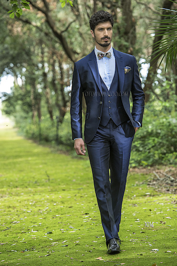ONGala 1014 - Abito da cerimonia uomo in shantung blu
