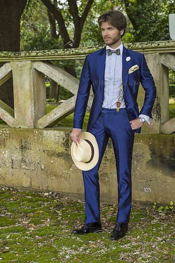 ONGala 1015 - Abito sposo in shantung misto seta blu royal
