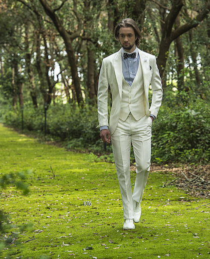 ONGala 1016 - Abito sposo uomo in shantung misto seta bianco