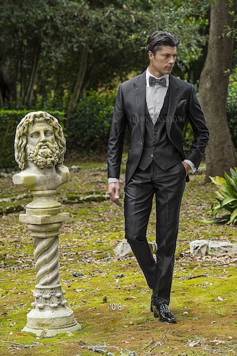 ONGala 1018 - Abito sposo uomo in shantung misto seta nero
