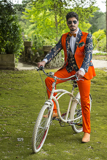 ONGala 1029 - Abito sposo patchwork in raso cotone arancio