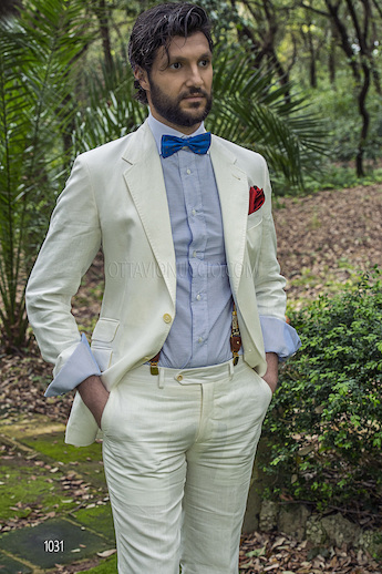 ONGala 1031 - Abito sposo uomo in lino bianco