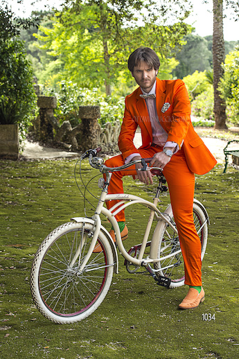 ONGala 1034 - Abito sposo uomo in satin cotone arancio