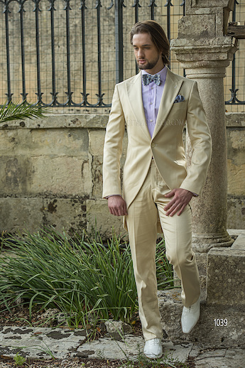 ONGala 1039 - Abito da cerimonia uomo Demi - Tight in raso cotone beige