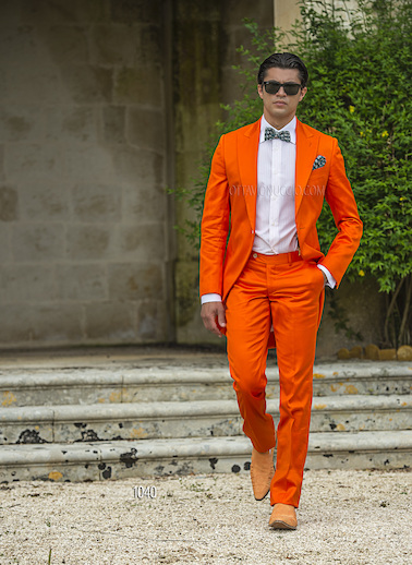 ONGala 1040 - Abito da cerimonia uomo Demi - Tight in raso cotone arancio