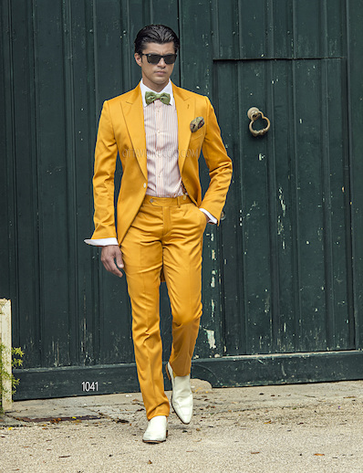 ONGala 1041 - Abito da cerimonia uomo Demi - Tight in raso cotone oro