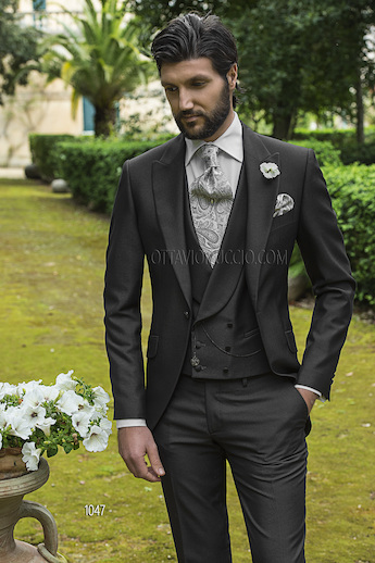 ONGala 1047 - Abito da sposo uomo Demi - Tight grigio antracite