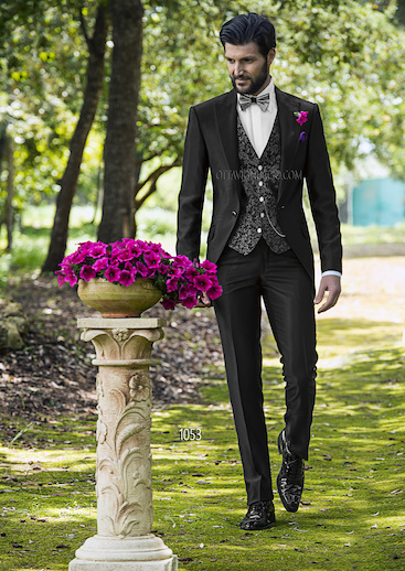 ONGala 1053 - Abito da sposo Demi Tight in ottoman nero