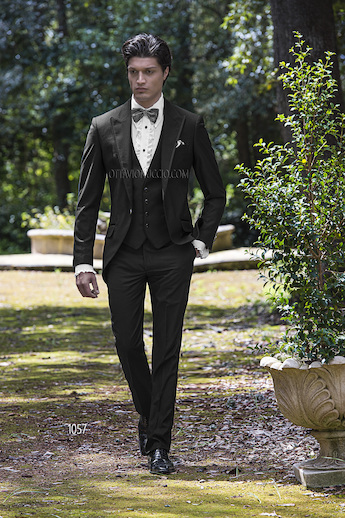 ONGala 1057 - Abito da cerimonia uomo Demi Tight in misto poliestere viscosa nero