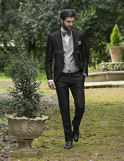 ONGala 1059 - Abito sposo ottoman in acetato lana nero