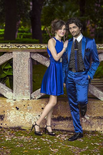 ONGala 1093 - Abito sposo in raso blu royal