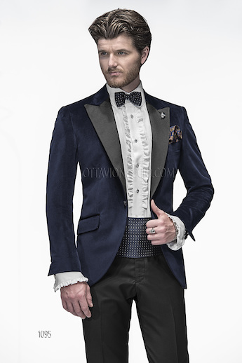ONGala 1095 - Abito sposo uomo in velluto blu