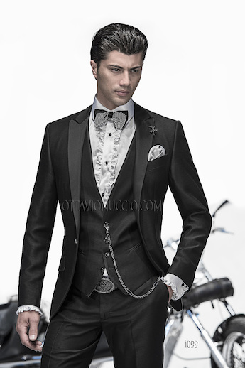ONGala 1099 - Abito sposo in shantung nero