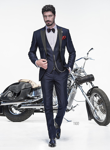 ONGala 1100 - Abito sposo blu in shantung