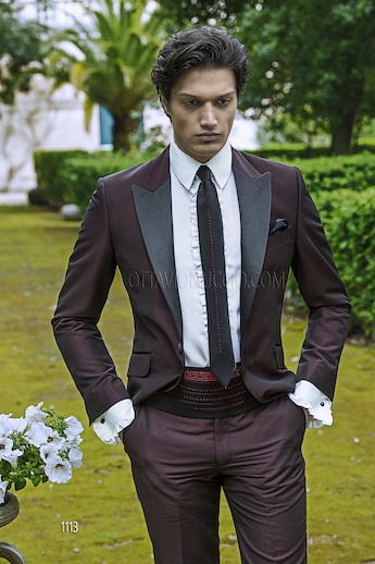 ONGala 1113 - Abito da sposo uomo in misto viscosa e lana mohair bordeaux