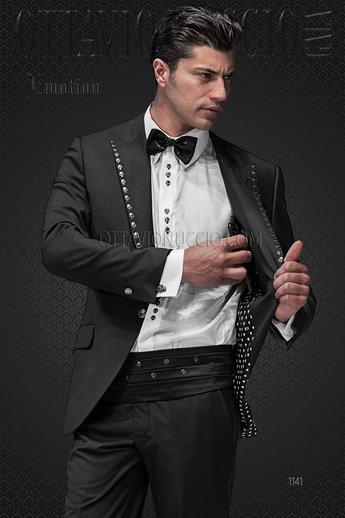 ONGala 1141 - Abito nero matrimonio uomo hipster