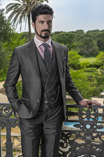 ONGala 1165 - Abito sposo in lana poliestere mohair grigio