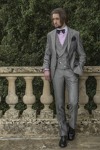ONGala 1177 - Abito da sposo uomo 3 pezzi in lana poliestere mohair grigio