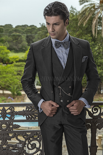 ONGala 1180 - Abito sposo 3 pezzi in lana poliestere mohair grigio
