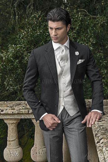 ONGala 1206 - Abito da sposo uomo con giacca in satin lana grigio melange