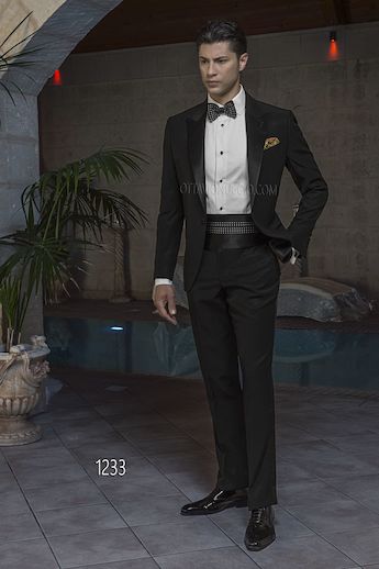 ONGala 1233 - Tuxedo acetato in lana nero
