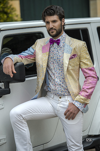 ONGala 1256 - Abito sposo con giacca Patchwork in seta