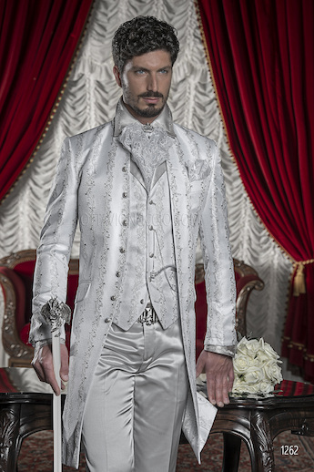 ONGala 1262 - Abito sposo con giacca broccata grigio perla