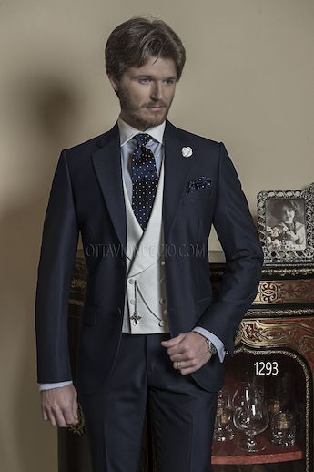 ONGala 1293 - Abito da cerimonia uomo in lana poliestere mohair blu marino