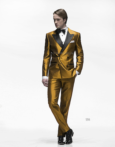 ONGala 1314 - Abito sposo modello doppiopetto in shantung oro