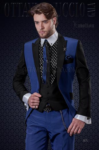ONGala 1475 - Abito moda uomo bicolore blu e nero