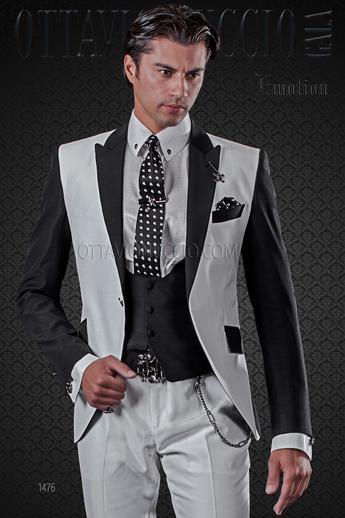 ONGala 1476 - Abito uomo moda bicolore bianco e nero