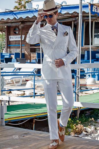 ONGala 1506 - Abito doppiopetto bianco stile hipster