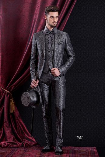 ONGala 1517 - Abito Sposo Gotico con gilet e giacca slim grigio piombo