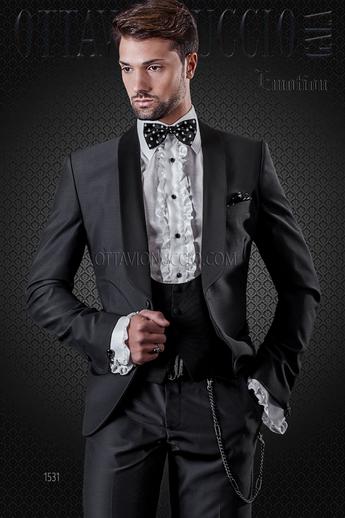 ONGala 1531 - Smoking sciallato grigio e gilet nero