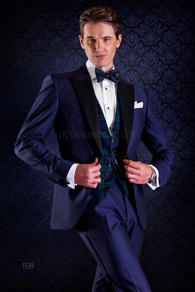 ONGala 1539 - Smoking cerimonia blu notte in misto lana